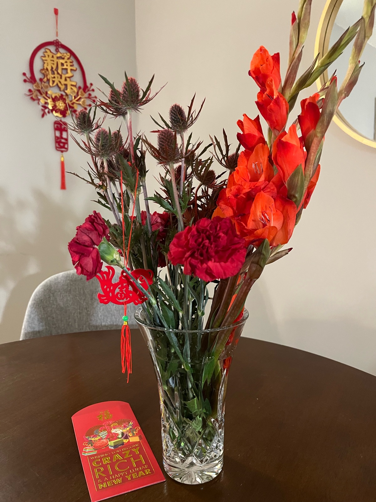 Lunar New Year flowers, arranged with intent